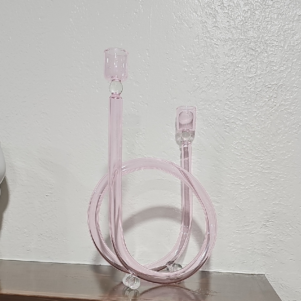 Chic Pink Glass Candle Holder